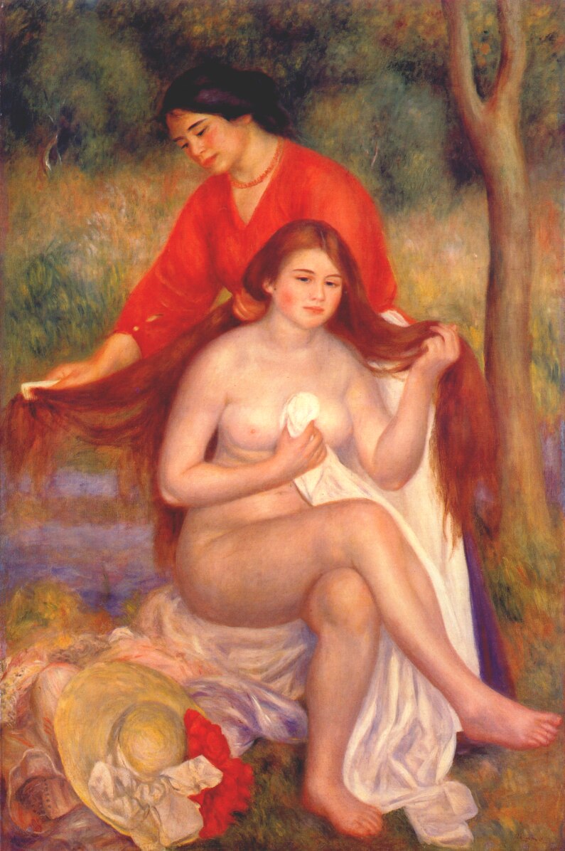 Bather and maid (The Toilet) - Pierre-Auguste Renoir painting on canvas